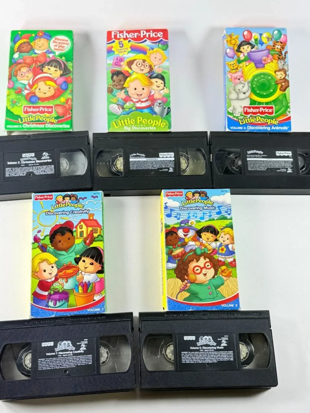 Vintage 2000's Fisher Price lot of 5 Little People VHS Educational Kids
